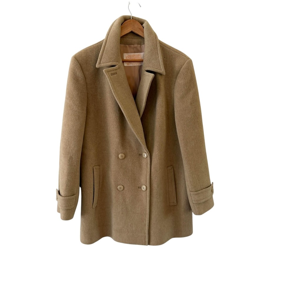 Vintage Pendleton Womens Wool Pea Coat Size 14 Beige Lined Classic Old Money